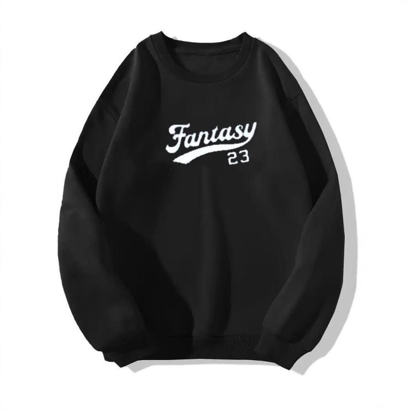 Új Kerek Nyakú Pulóver Hosszú Ujjú Laza Őszi és Téli Pulóver Betűs Logós Trendi Márkás Felső Betűs Trendi Laza Fazonú