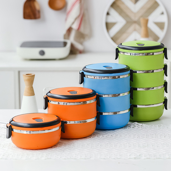 Ανοξείδωτο ατσάλινο κουτί φαγητού για φοιτητές 304 Bento Box στρογγυλό σφραγισμένο κουτί συντήρησης πολυστρωματικό βολικό μονωτικό κουτί φαγητού με τυπωμένο λογότυπο