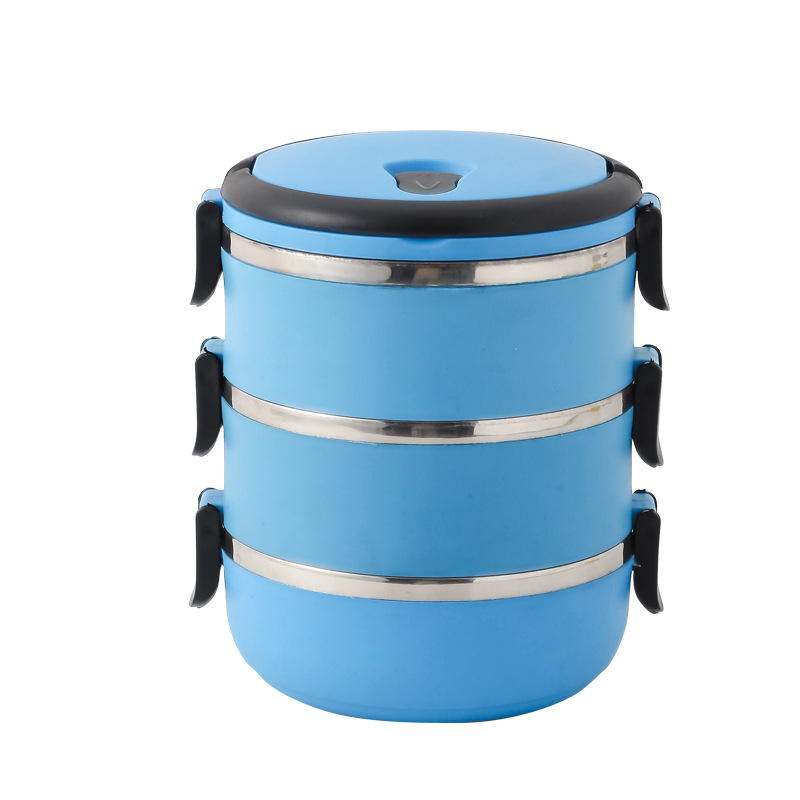 Rozsdamentes acélból készült, 304-es minőségű bento doboz, kerek, lezárt tartósítódoboz, többrétegű, kényelmes, szigetelt ebéddoboz, nyomtatott logóval