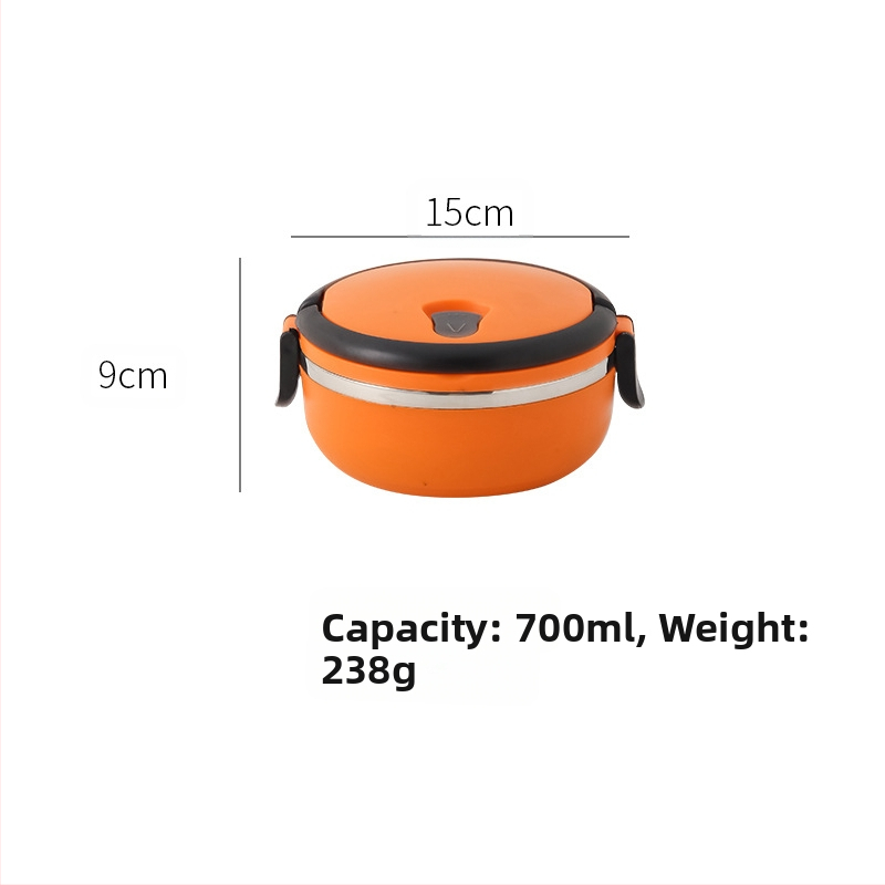 Rozsdamentes acélból készült, 304-es minőségű bento doboz, kerek, lezárt tartósítódoboz, többrétegű, kényelmes, szigetelt ebéddoboz, nyomtatott logóval