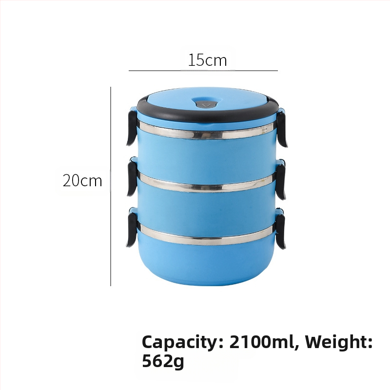 Rozsdamentes acélból készült, 304-es minőségű bento doboz, kerek, lezárt tartósítódoboz, többrétegű, kényelmes, szigetelt ebéddoboz, nyomtatott logóval