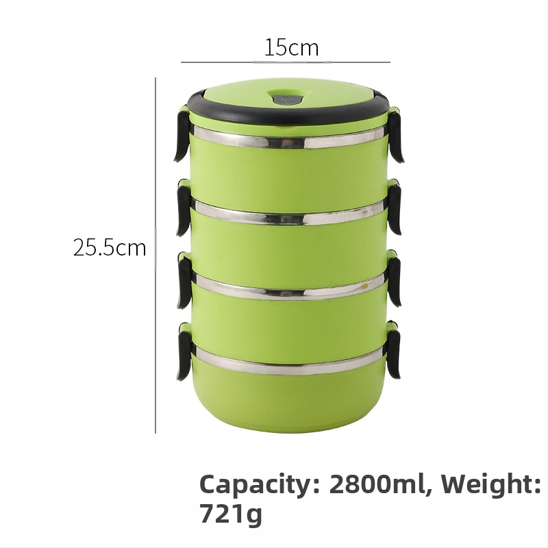 Rozsdamentes acélból készült, 304-es minőségű bento doboz, kerek, lezárt tartósítódoboz, többrétegű, kényelmes, szigetelt ebéddoboz, nyomtatott logóval