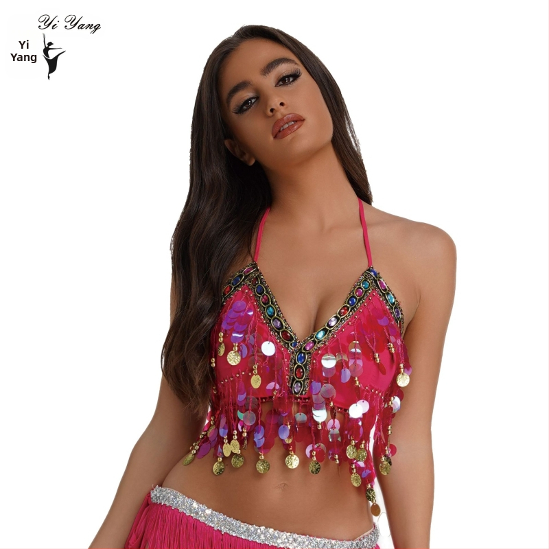 „Amazon“ blizgučiais puošta spalvinga, apvyniota krūtinės pilvo šokio liemenėlė, kabanti moneta, vario gongo scenos pasirodymas, spalvotas deimantinis blizgučiais puoštas viršus