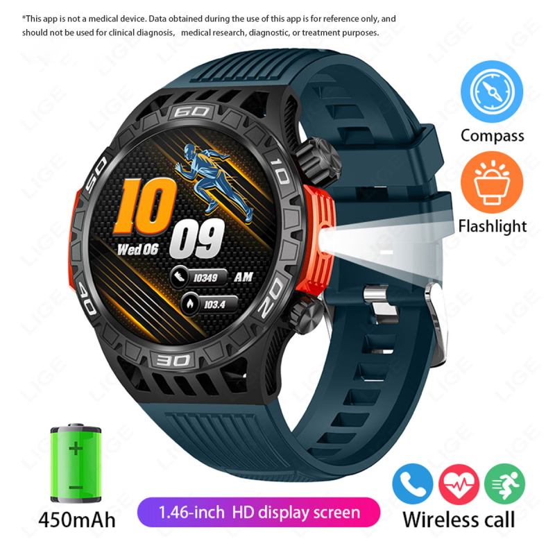 Lige új termék HT22 intelligens óra iránytű zseblámpa Bluetooth hívás bejövő hívás zseblámpa kültéri sportok