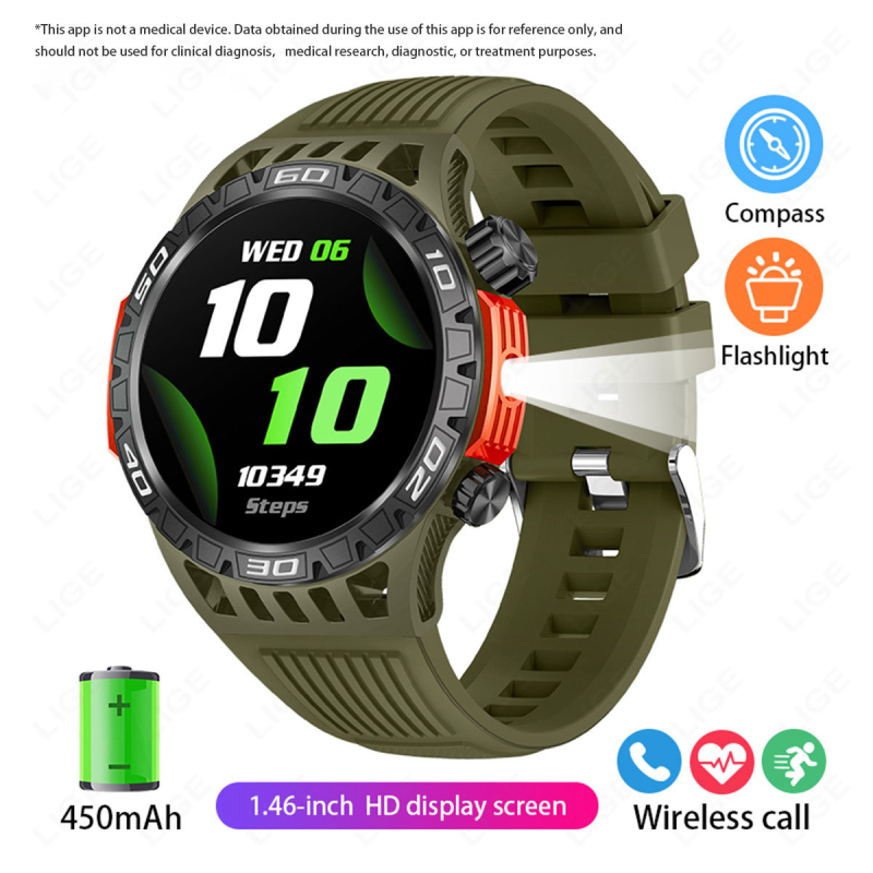Lige új termék HT22 intelligens óra iránytű zseblámpa Bluetooth hívás bejövő hívás zseblámpa kültéri sportok