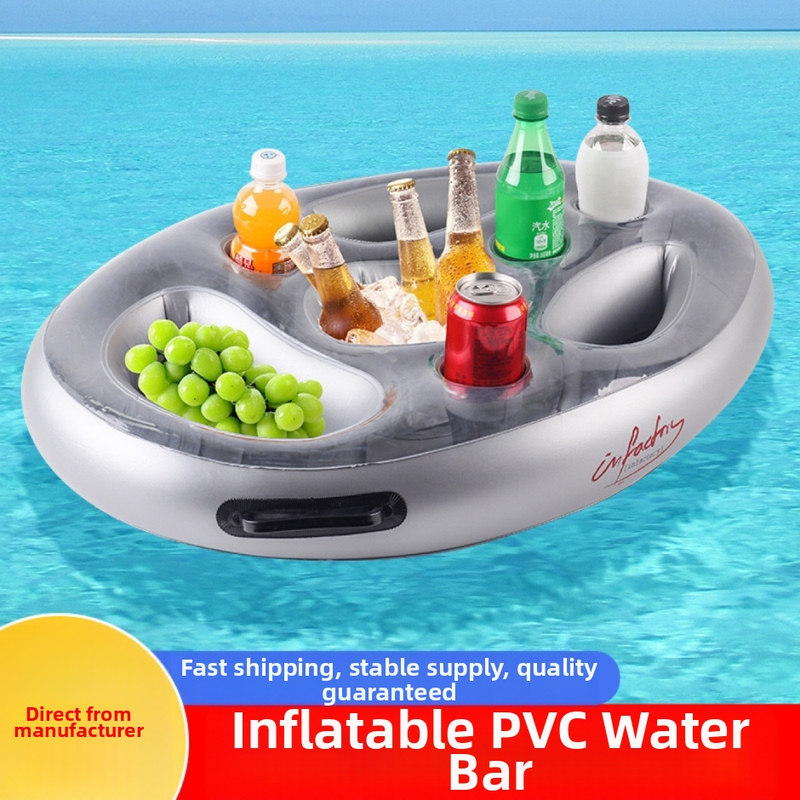 Гореща разпродажба на Amazon, надуваема поставка за напитки от PVC, поставка за чаши, пореста поставка за чаши с плодове, чиния за вино, плаваща върху вода