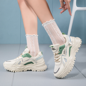 Νέα αθλητικά παπούτσια για μπαμπά για την άνοιξη και το καλοκαίρι, γυναικεία καθημερινά παπούτσια, αθλητικά παπούτσια με χαμηλό πάνω μέρος, πλατφόρμες με επίπεδη σόλα, ελαφριά παπούτσια