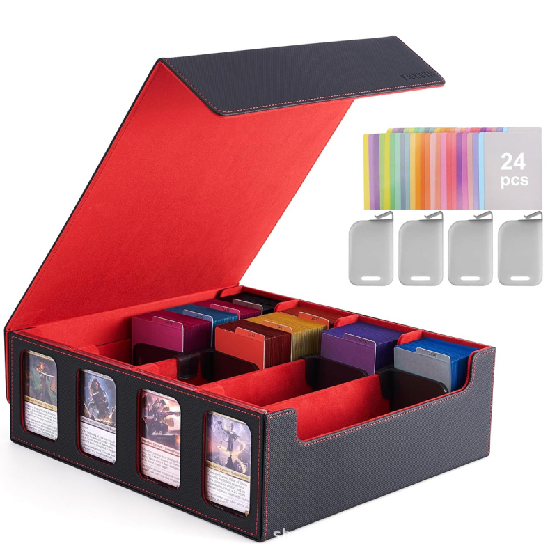 Кутия за съхранение на карти за поддръжници на колекционерски карти, кутия за тесте MTG 3000 с 24 цветни разделителни етикета
