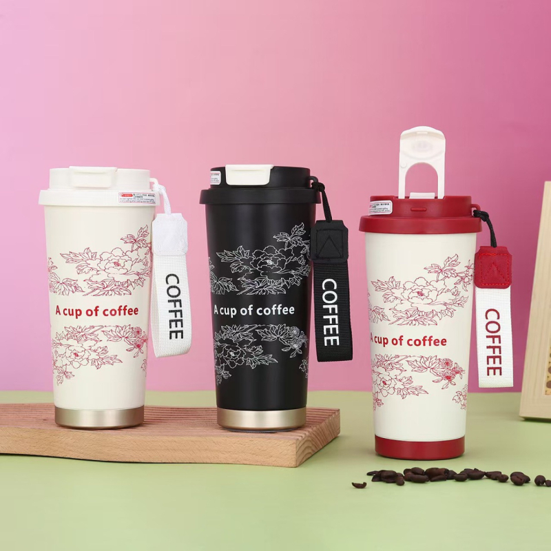 Uus kõrge värviväärtusega 304 roostevabast terasest maikellukese kujuga soojust säilitav külma kohvi tass kaasaskantav suure mahutavusega kahekordse joogivee imemistoruga tass