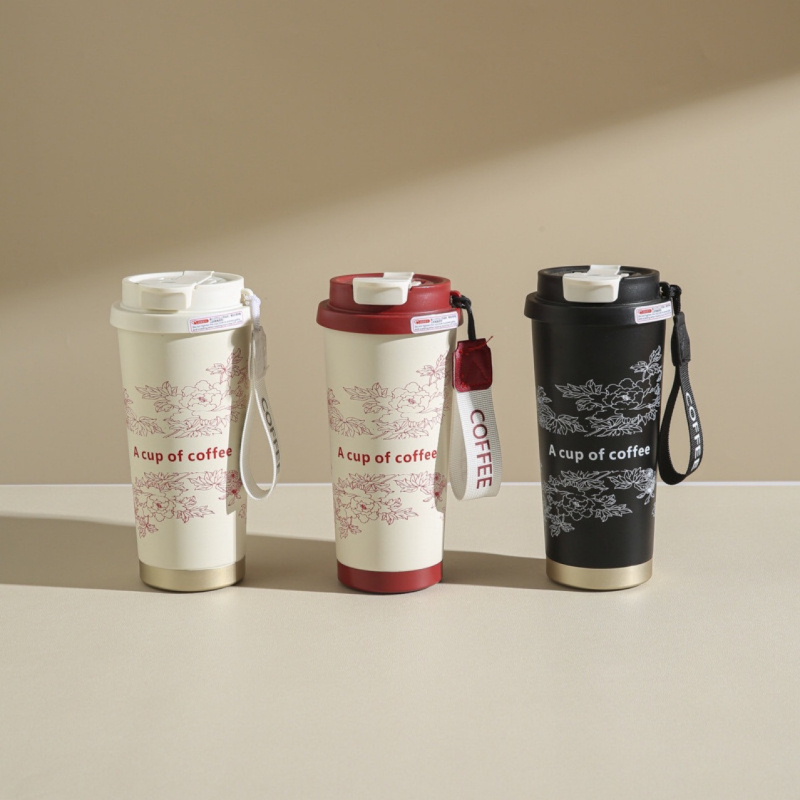 Uus kõrge värviväärtusega 304 roostevabast terasest maikellukese kujuga soojust säilitav külma kohvi tass kaasaskantav suure mahutavusega kahekordse joogivee imemistoruga tass