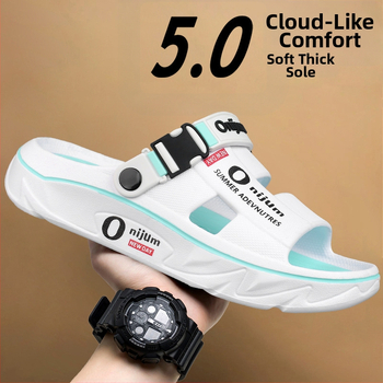 Új férfi szandálok és papucsok 2025 nyári vastag talpú otthoni csúszásgátló kopásálló dezodoráló divatos strandpapucsok határokon átnyúló