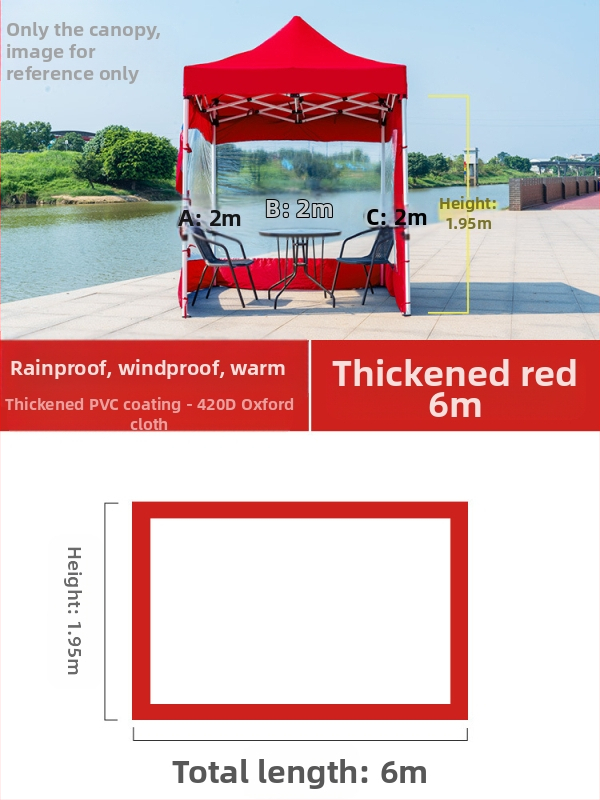 Kültéri négylábú sátorszövet, visszahúzható, négysarkú esernyő, átlátszó esernyőszövet, vastagított, szélálló, vízálló szélállványos ponyva