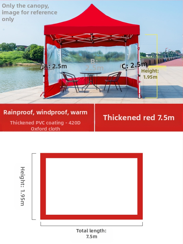 Kültéri négylábú sátorszövet, visszahúzható, négysarkú esernyő, átlátszó esernyőszövet, vastagított, szélálló, vízálló szélállványos ponyva