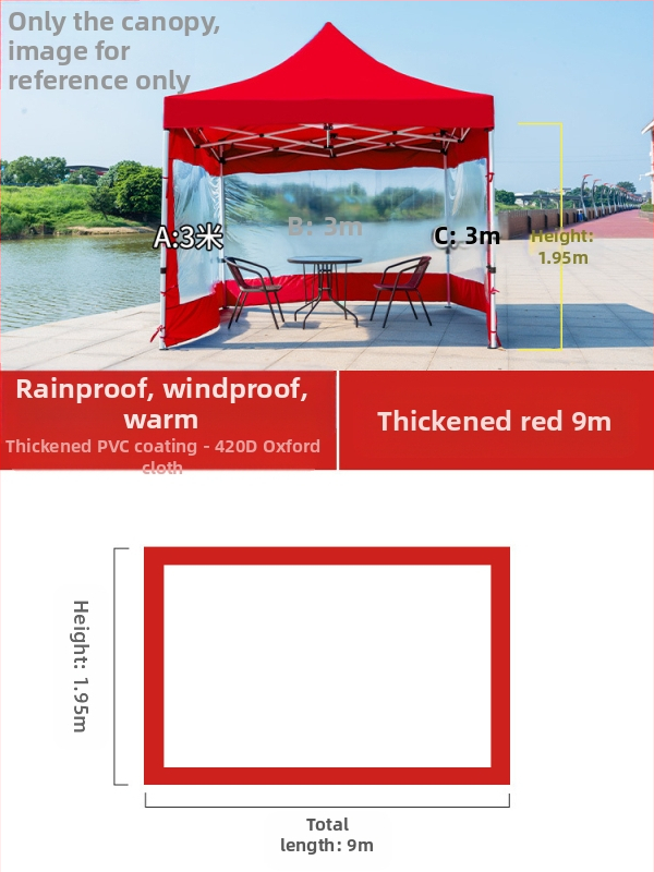 Kültéri négylábú sátorszövet, visszahúzható, négysarkú esernyő, átlátszó esernyőszövet, vastagított, szélálló, vízálló szélállványos ponyva