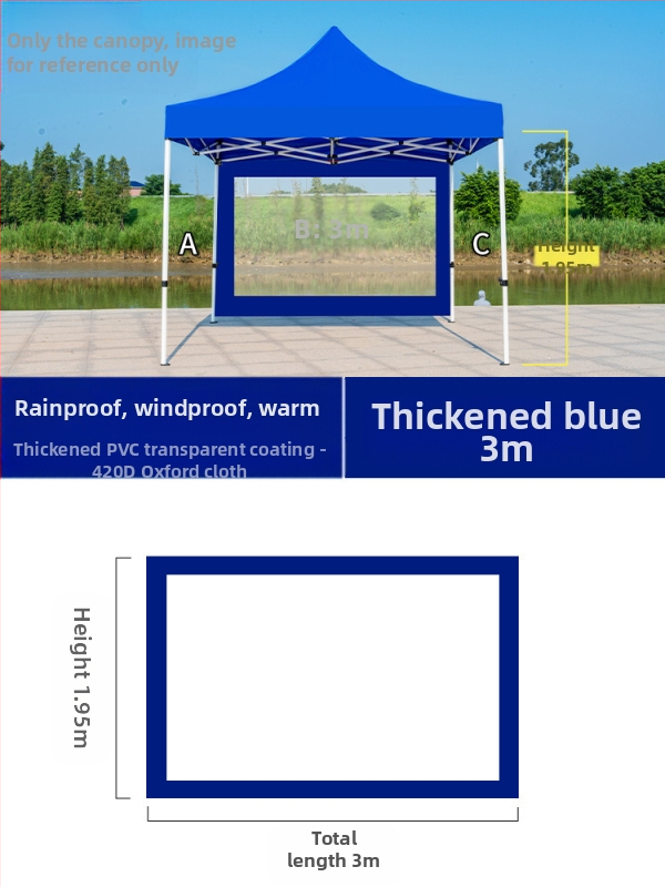 Kültéri négylábú sátorszövet, visszahúzható, négysarkú esernyő, átlátszó esernyőszövet, vastagított, szélálló, vízálló szélállványos ponyva