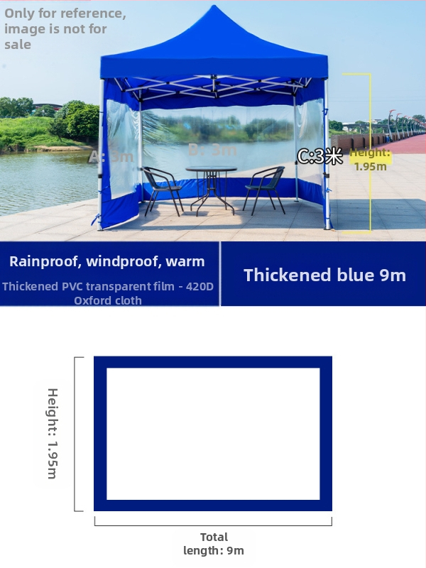 Kültéri négylábú sátorszövet, visszahúzható, négysarkú esernyő, átlátszó esernyőszövet, vastagított, szélálló, vízálló szélállványos ponyva