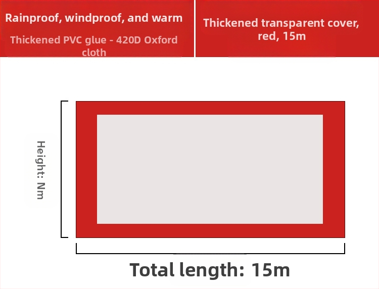 Kültéri négylábú sátorszövet, visszahúzható, négysarkú esernyő, átlátszó esernyőszövet, vastagított, szélálló, vízálló szélállványos ponyva
