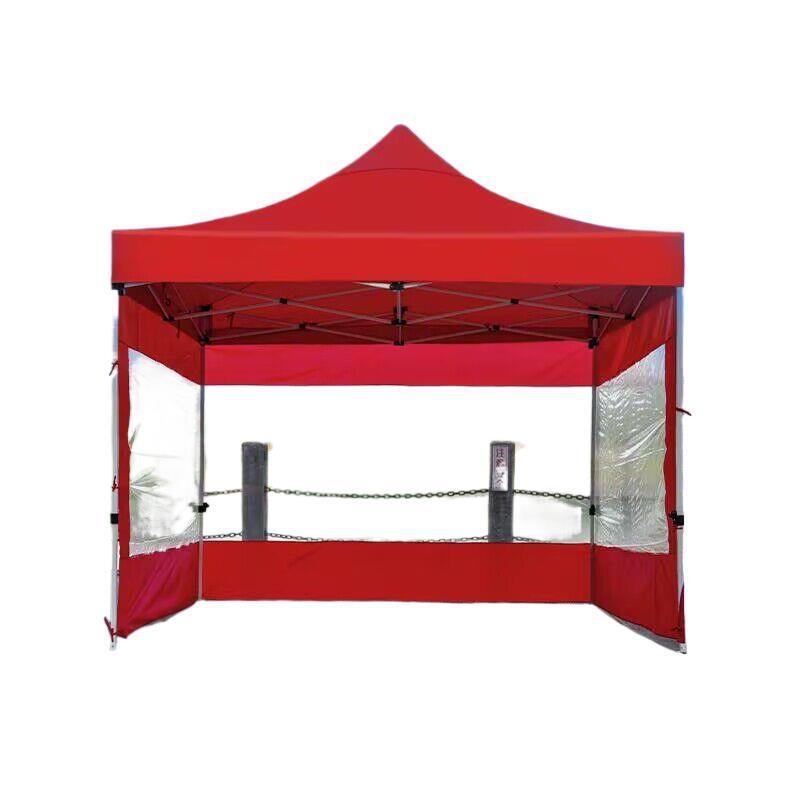 Kültéri négylábú sátorszövet, visszahúzható, négysarkú esernyő, átlátszó esernyőszövet, vastagított, szélálló, vízálló szélállványos ponyva