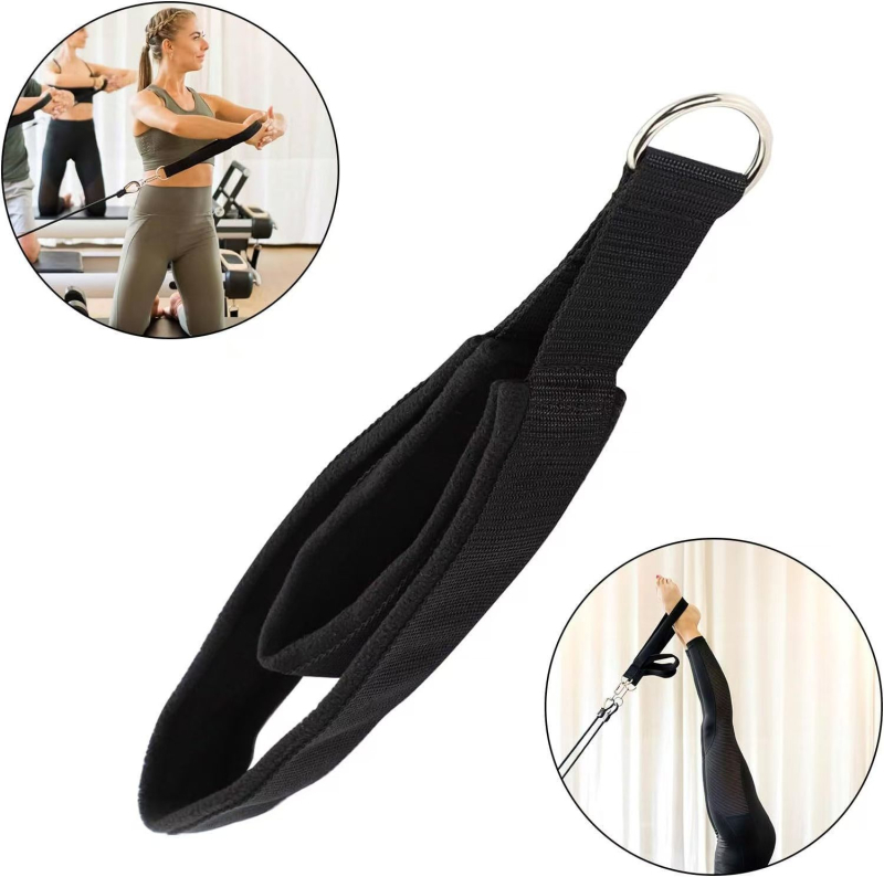 Sandėlyje yra dvipusis žiedas jogai, pilatesui, čiurnos sagčiai, riešo dirželiui, apyrankei, peties dirželiui, aksesuarams, sportui.