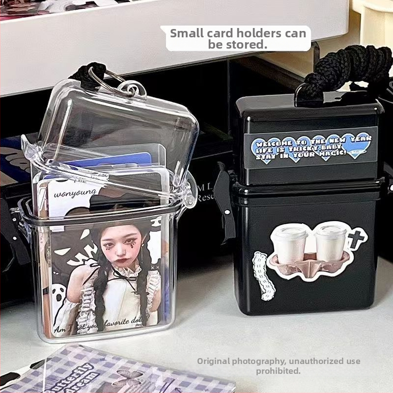INS stílusú koreai változat kis kártya barkács kártya doboz asztali tárolódoboz nagy kapacitású függő szerelmes bab szervező doboz flip borítás porálló