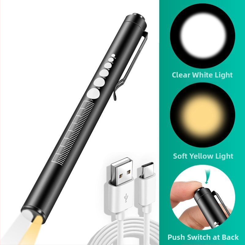 Mokinio rašiklis gydytojo slaugytojo vaikams rytinis patikrinimas USB įkraunamas oftalmologijos otolaringologijos burnos mažas medicininis žibintuvėlis LED