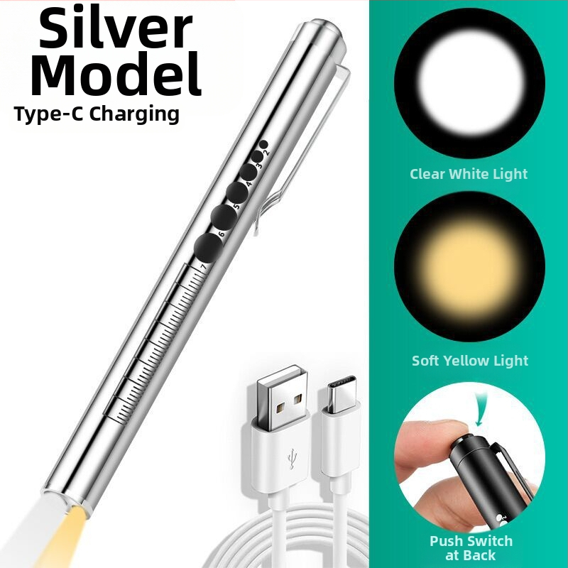 Mokinio rašiklis gydytojo slaugytojo vaikams rytinis patikrinimas USB įkraunamas oftalmologijos otolaringologijos burnos mažas medicininis žibintuvėlis LED