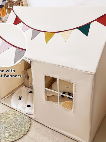 Μικρή παιδική σκηνή εσωτερικού χώρου για παιδιά, σπιτάκι παιχνιδιών ψυχαγωγίας μωρού, σπίτι κάστρου, σε στυλ κρέμας