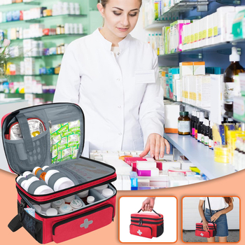 Amazon Home gyógyszertároló táska kétrétegű orvosi kellékek tároló táska hordozható cipzáras multifunkcionális elsősegélytáska