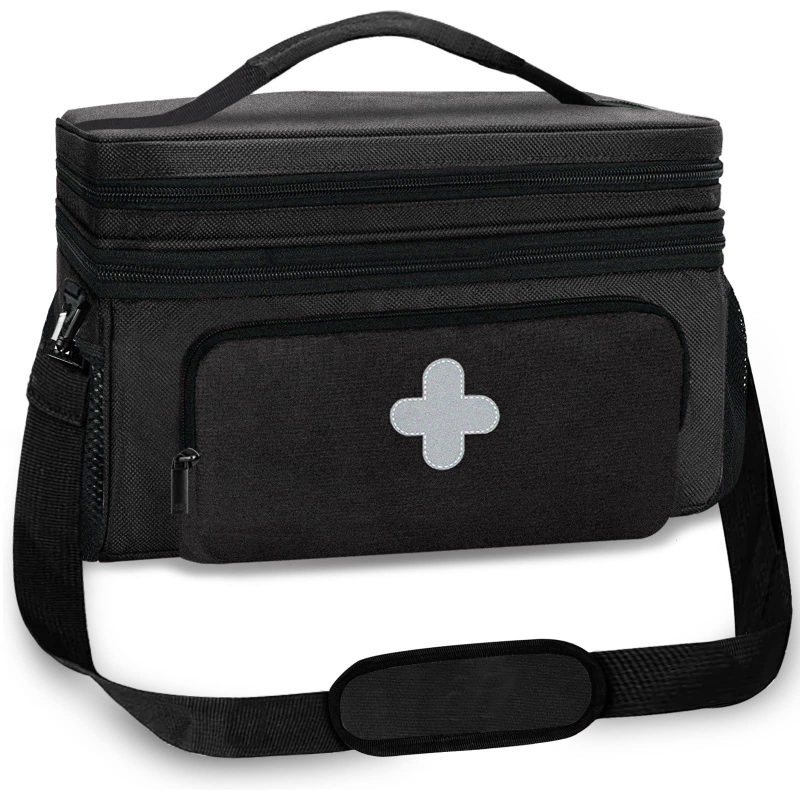 Amazon Home gyógyszertároló táska kétrétegű orvosi kellékek tároló táska hordozható cipzáras multifunkcionális elsősegélytáska