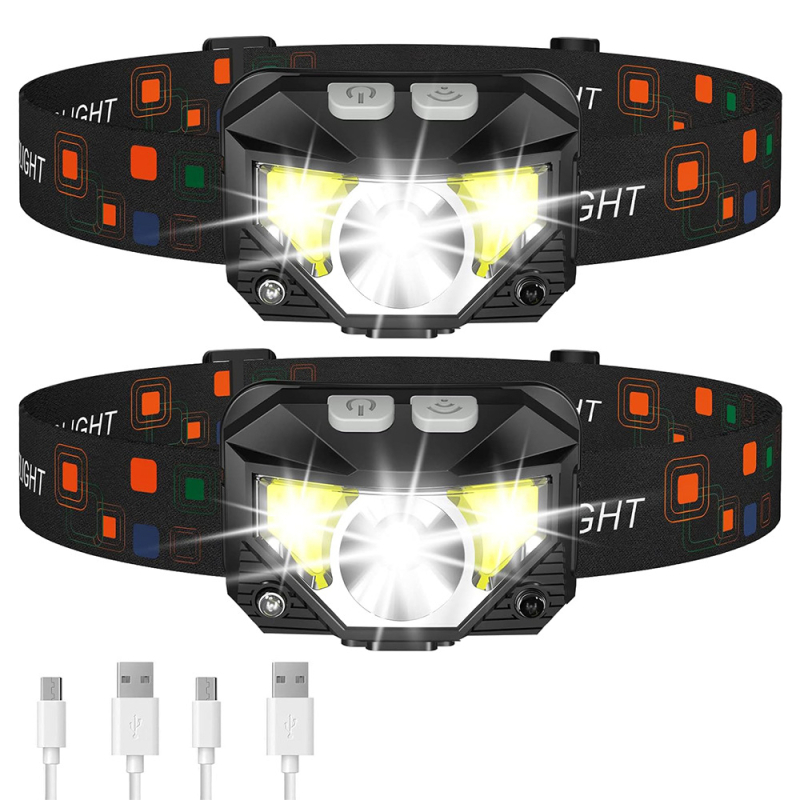 Amazon Hot Selling USB зареждане Предупреждение Червен LED индукционен фар COB Външен нощен риболов Водоустойчив фар