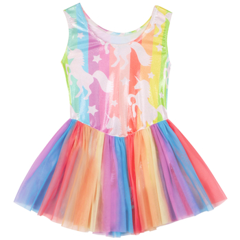 Ρούχα Γυμναστικής για Κορίτσια σε Διασυνοριακό Χώρο, Ρούχα Γυμναστικής για Παιδιά με Χάλκινο Χρώμα, Φούστα από Σιφόν, Ρούχα Χορού για Κορίτσια με Μονόκερο, Ρούχα Πρακτικής