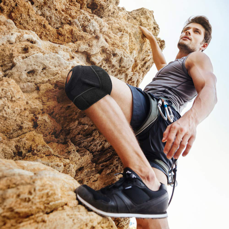 Gyárilag rögzített térdvédő kültéri sportokhoz lélegző védőfelszerelés lovaglás hegymászás kosárlabda rugós térdvédő