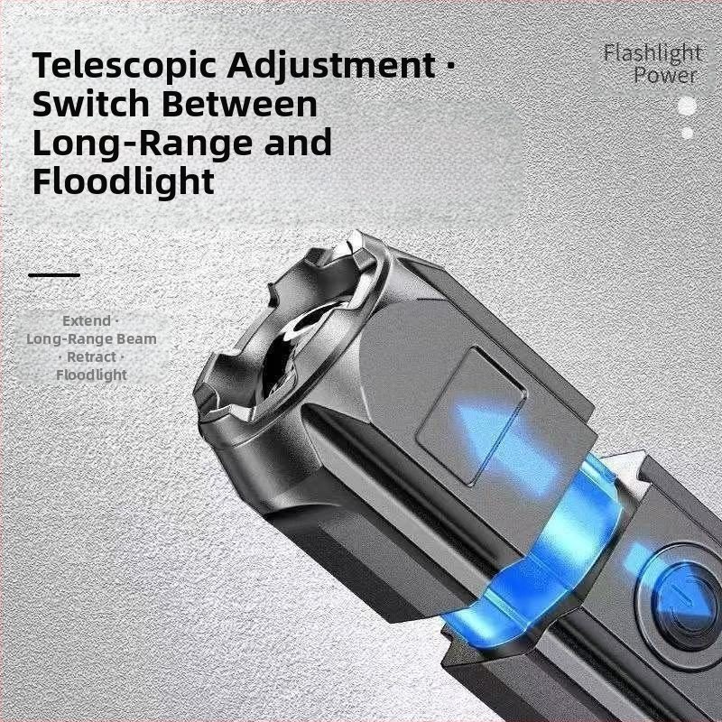 Prenosné teleskopické zoom diaľkové svietidlo USB nabíjateľné LED svietidlo Camping Camping Patrol silné svetlo domáce osvetlenie