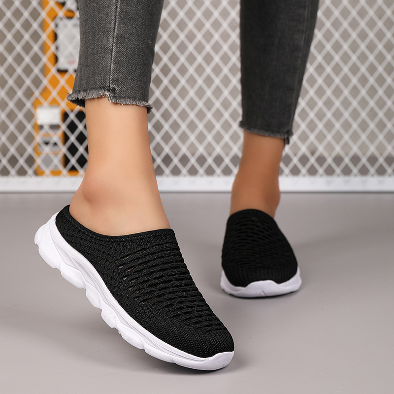 2024 m. naujos užsienio prekybos šiltos puspadėlės tylios moteriškos visų sezonų plokščios, minkšto padu, neslystančios, kvėpuojančios namų šlepetės