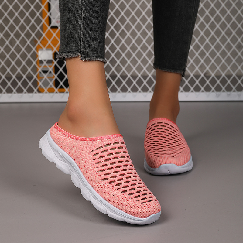 2024 m. naujos užsienio prekybos šiltos puspadėlės tylios moteriškos visų sezonų plokščios, minkšto padu, neslystančios, kvėpuojančios namų šlepetės