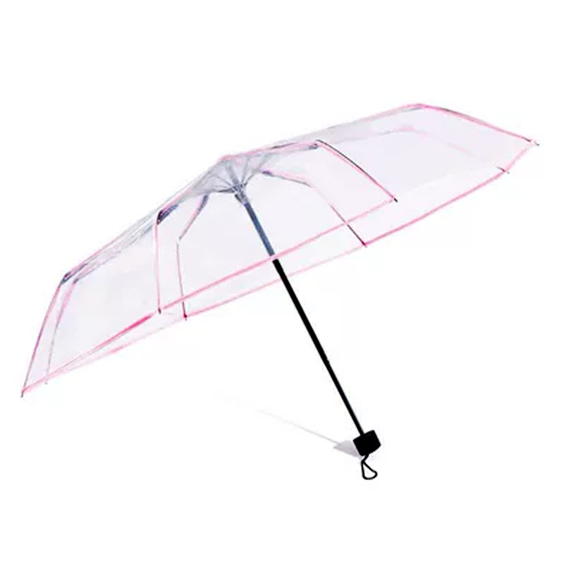 Átlátszó összecsukható esernyő cseresznyevirág mintás átlátszó kameraesernyő 8 csontos logós reklámesernyő megerősített szélálló tartós esőálló kettős felhasználású esernyő