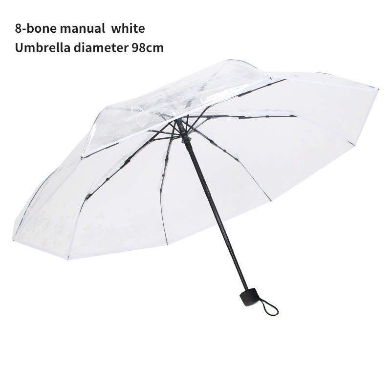 Átlátszó összecsukható esernyő cseresznyevirág mintás átlátszó kameraesernyő 8 csontos logós reklámesernyő megerősített szélálló tartós esőálló kettős felhasználású esernyő