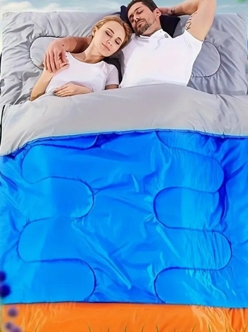 Двоен удебелен топъл спален чувал за къмпинг, устойчив на мръсотия, за възрастни, на открито, преносим, за трансгранично ползване