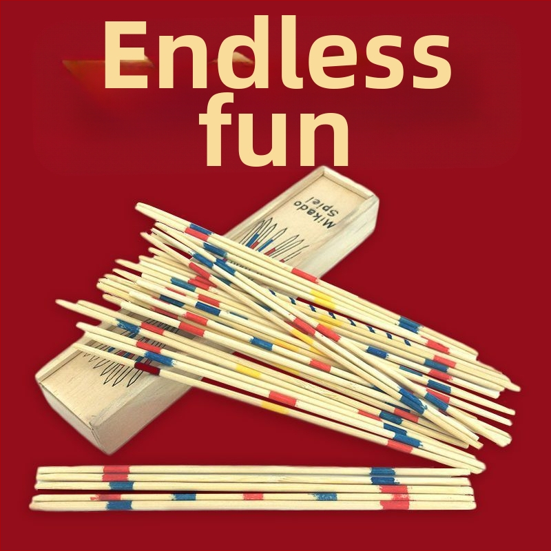 Класически дървен пъзел, носталгична игра родител-дете, 80 играчки, дървена интерактивна детска маса, бамбукова пръчка