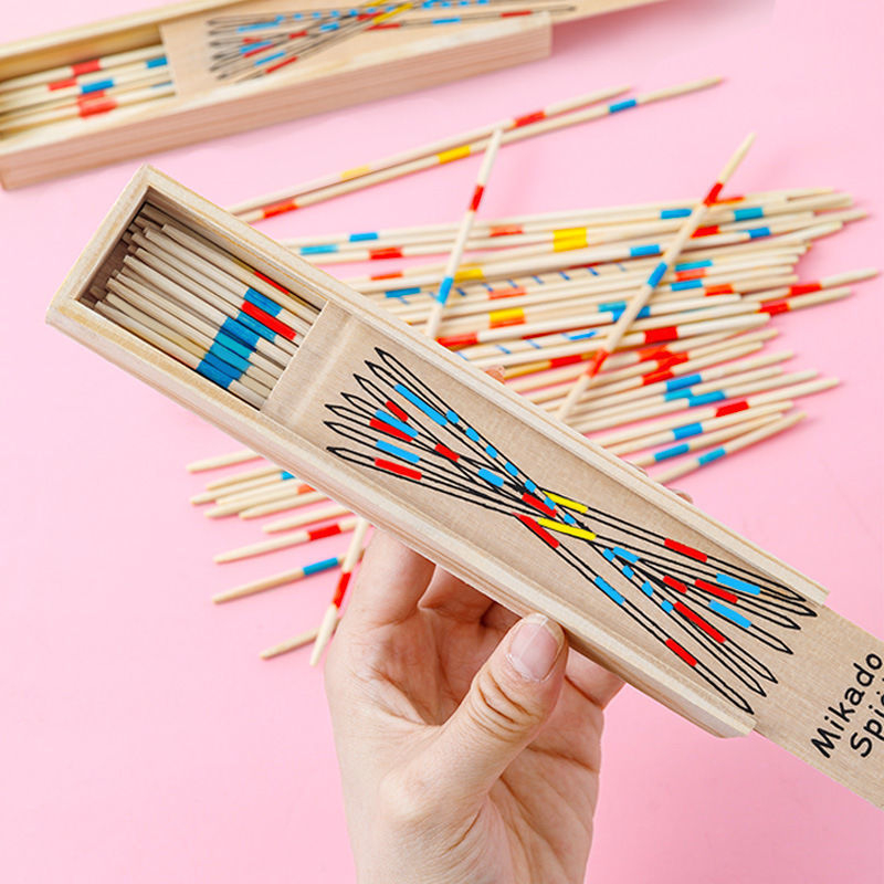 Класически дървен пъзел, носталгична игра родител-дете, 80 играчки, дървена интерактивна детска маса, бамбукова пръчка