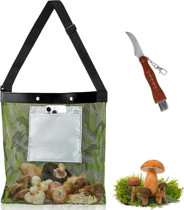 Amazon kültéri gyümölcsös zsák, légáteresztő, kétoldalas, álcázó, vadgomba-szedő táska, összecsukható, nagyméretű betakarító táska
