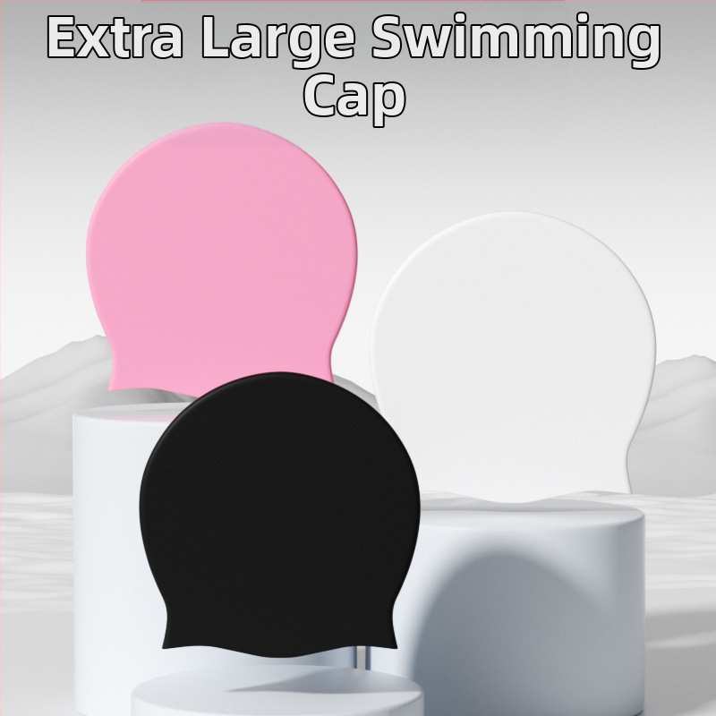 Трансгранична шапка за плуване за възрастни с голяма глава, дамска водоустойчива, голяма, дълга коса, специална удобна силиконова шапка за защита на ушите