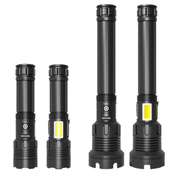 Νέος διασυνοριακός τηλεσκοπικός φακός ζουμ P70, ισχυρός φακός LED για εξωτερικούς χώρους, πολυλειτουργικός, ισχυρός επαναφορτιζόμενος φακός P90