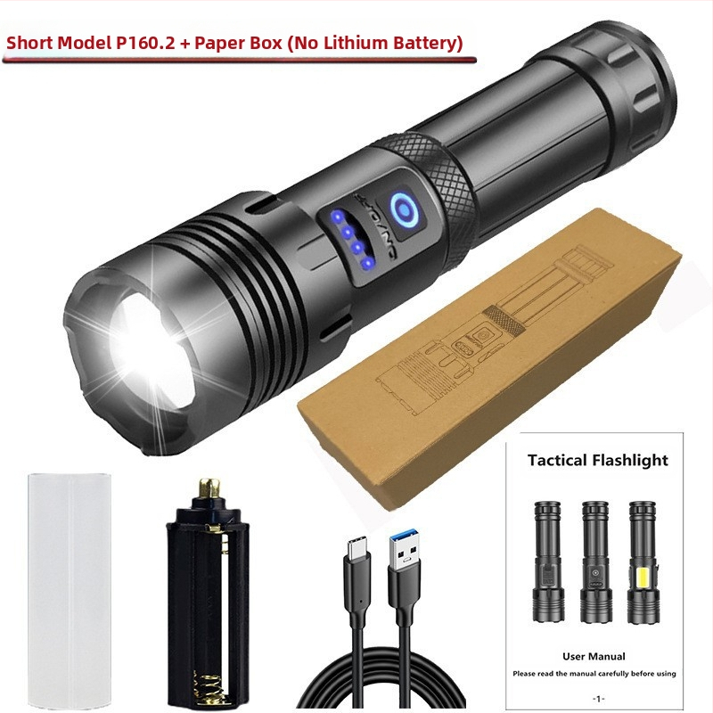 Határokon átnyúló új teleszkópos zoom P70 erős zseblámpa LED kültéri multifunkciós P90 erős újratölthető zseblámpa