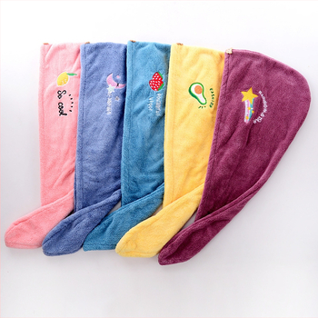 Ženska kapa za suhu kosu, zadebljana, ne linja se, turban s vezom od koraljnog baršuna i crtanim motivima, mekan, upijajući vodu, brzosušeći turban