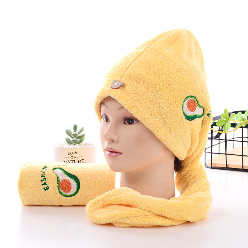 Ženska kapa za suhu kosu, zadebljana, ne linja se, turban s vezom od koraljnog baršuna i crtanim motivima, mekan, upijajući vodu, brzosušeći turban