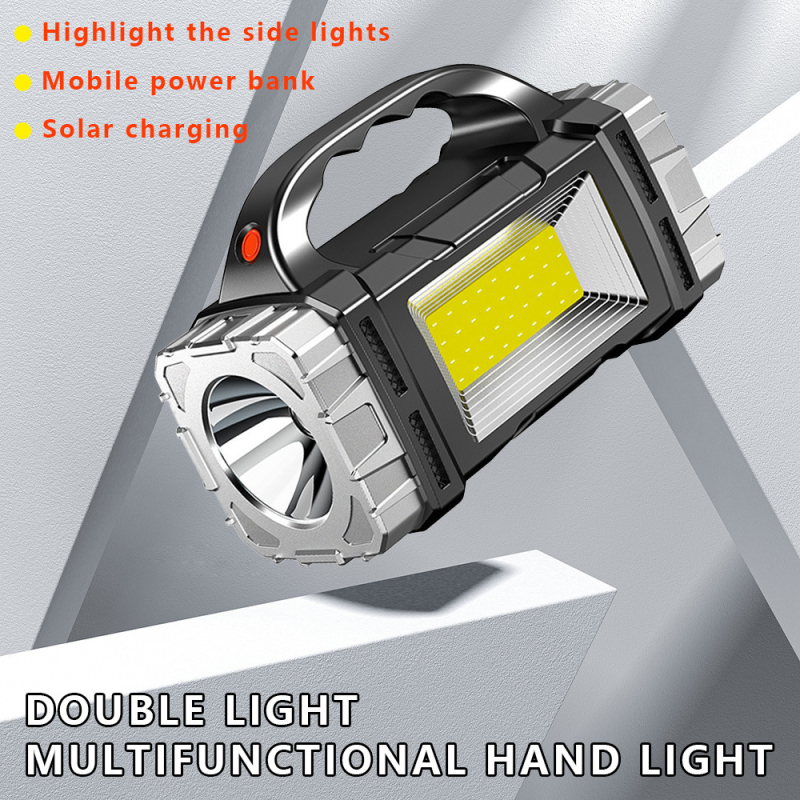 Határokon átnyúló új, napelemes, multifunkcionális hordozható lámpa, LED-es világítású, hordozható keresőlámpa, kempinglámpa