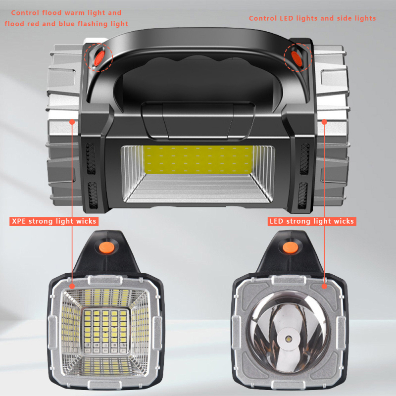 Határokon átnyúló új, napelemes, multifunkcionális hordozható lámpa, LED-es világítású, hordozható keresőlámpa, kempinglámpa
