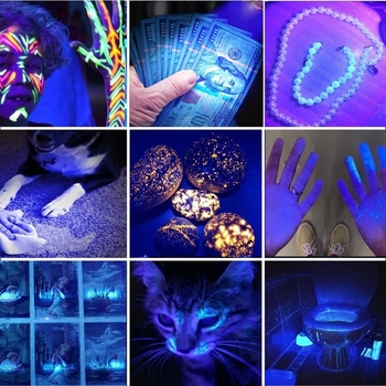 Nabíjacia 365nm fluorescenčná lampa na detekciu agentov s fialovým svetlom, ultrafialovým svetlom na detektor peňazí, identifikačná baterka na mince SV98