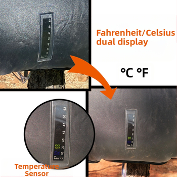 Πτυσσόμενη φορητή τσάντα ντους για κάμπινγκ, μεγάλης χωρητικότητας, τσάντα νερού μπάνιου, τσάντα αποθήκευσης νερού πλύσης, ηλιακό θερμόμετρο 20 λίτρων